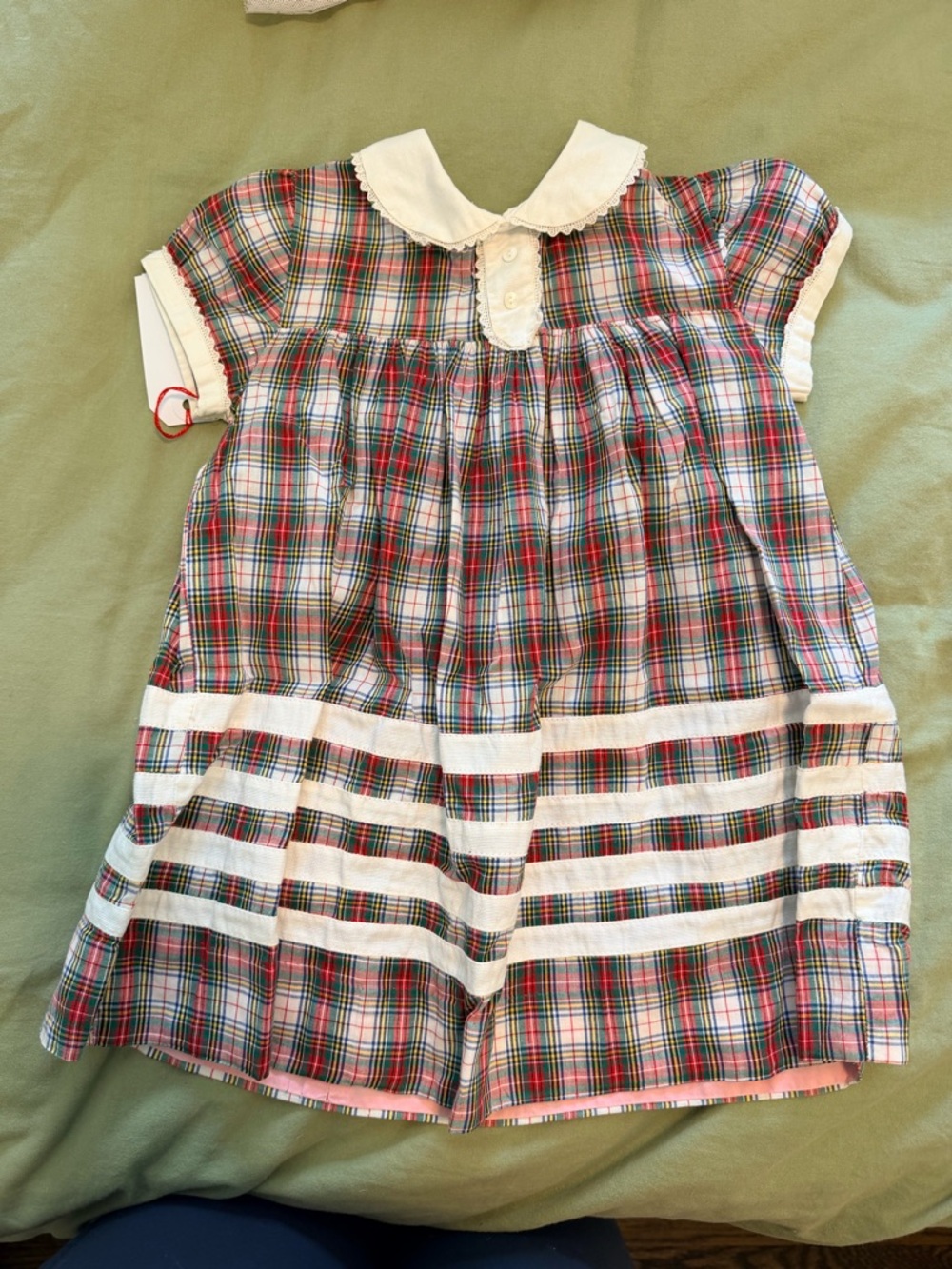 Girls Plaid Dress with White Peter Pan Collar